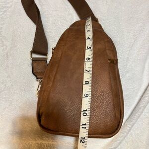 Ladies/Mens Brown vegan Leather Sling/Crossbody Bag